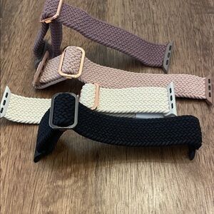 Braided Watch Bands in Black, Cream, dusty Pink and plum 🍎